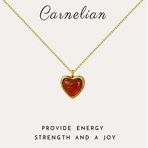 Red Carnelian Heart Pendant Necklace Gold Dainty Gemstone Jewelry